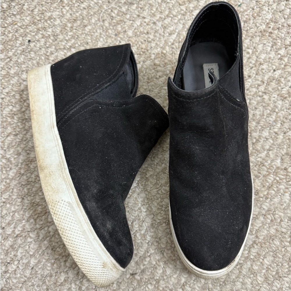 Steve Madden Wedgie Black Suede size 9 shoes